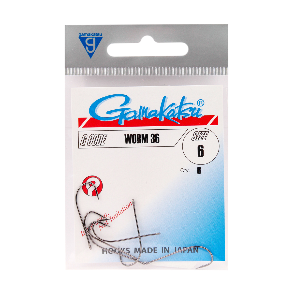 Гачки Gamakatsu Worm 36 Black №1 6pc фото 3