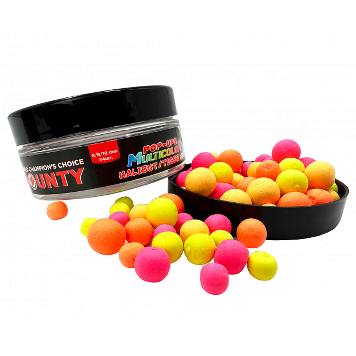 Бойлы Bounty Pop-Up Multicolor Multisize Halibut/Tiger Nut 6/8/10mm 84pc