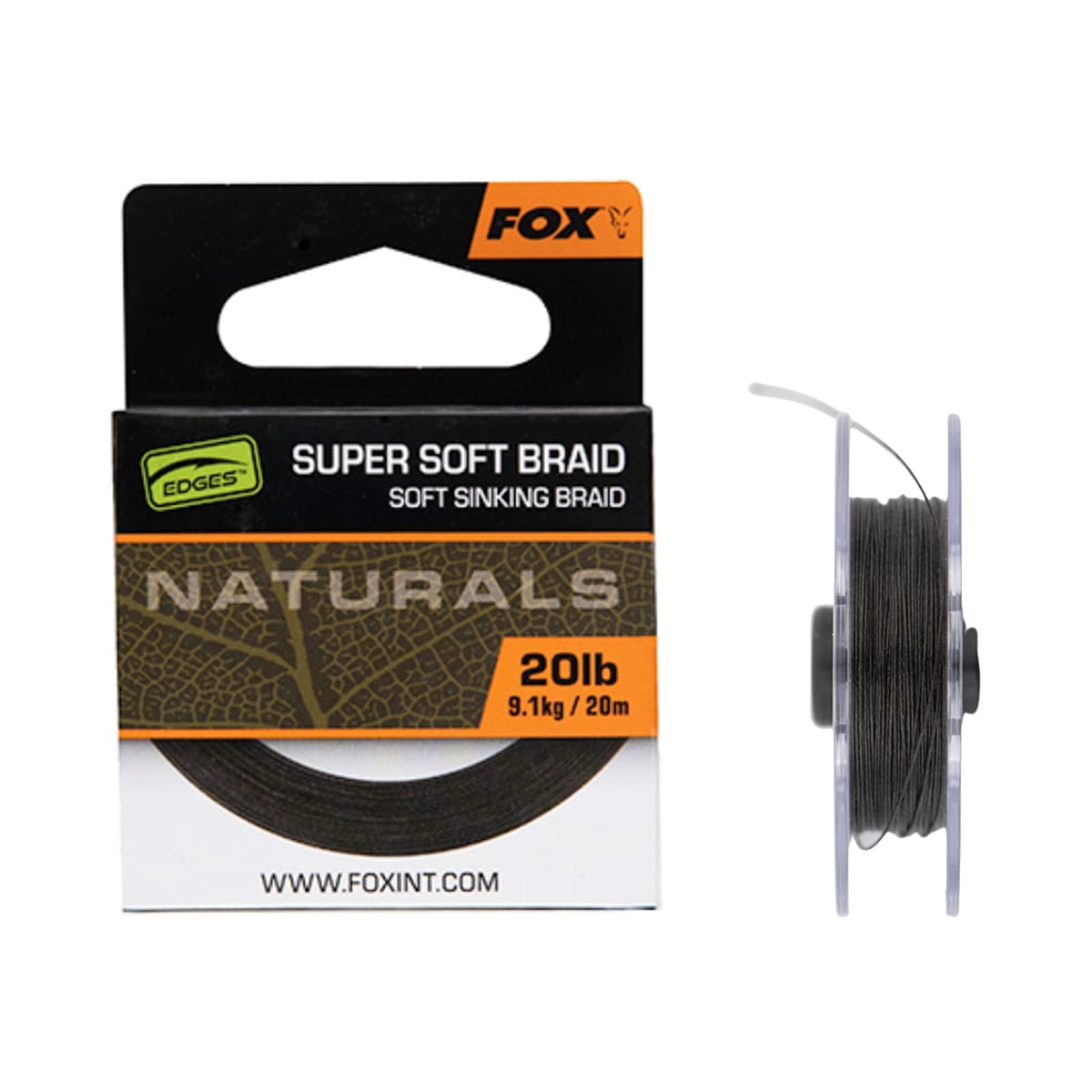Повідцевий матеріал Fox Edges Naturals Soft Braid hooklength 20m 9.1kg/20lb