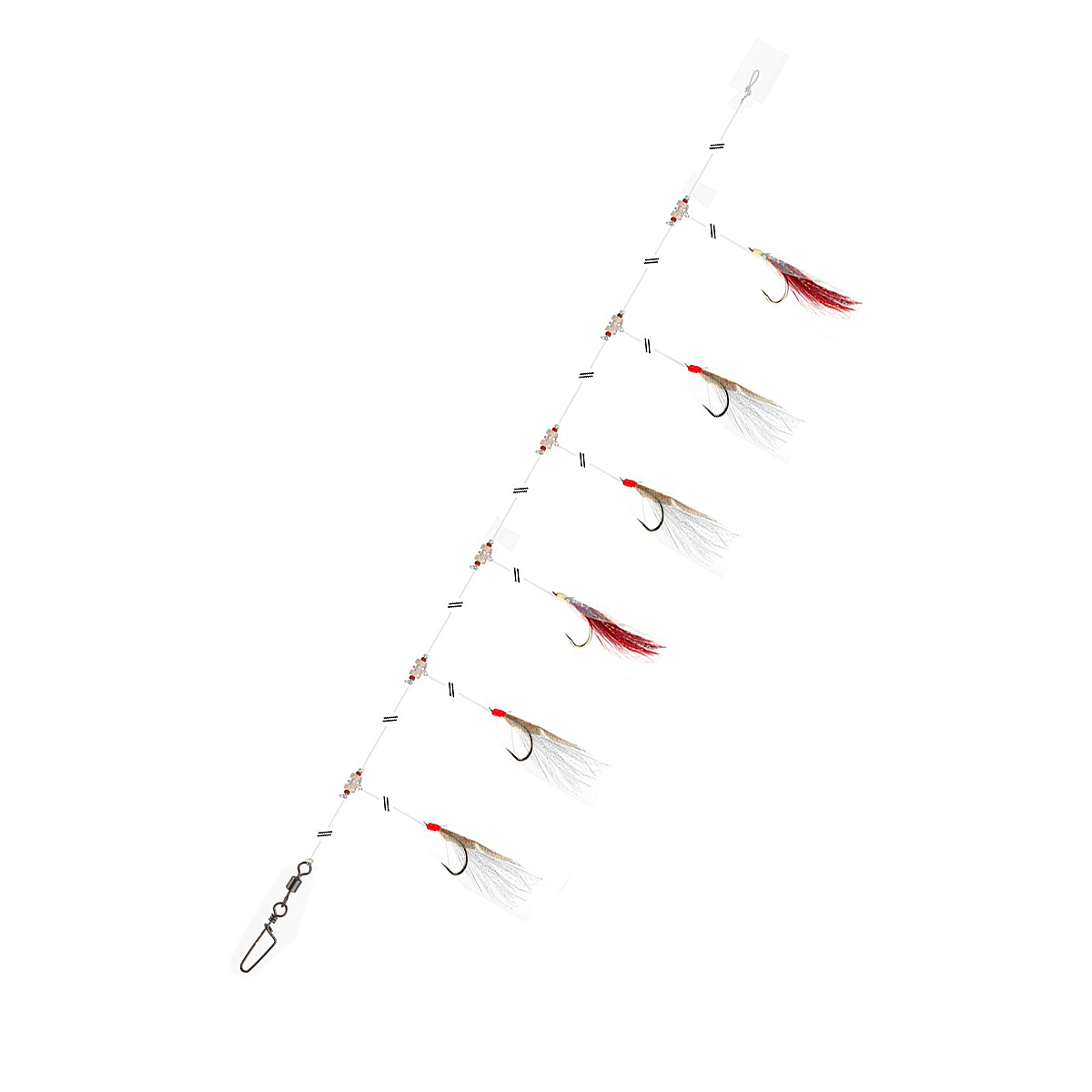 Оснастка Daiwa Grand Wave Mackerel Rig 360° 135cm 0.4/0.6mm #2/0 White Red