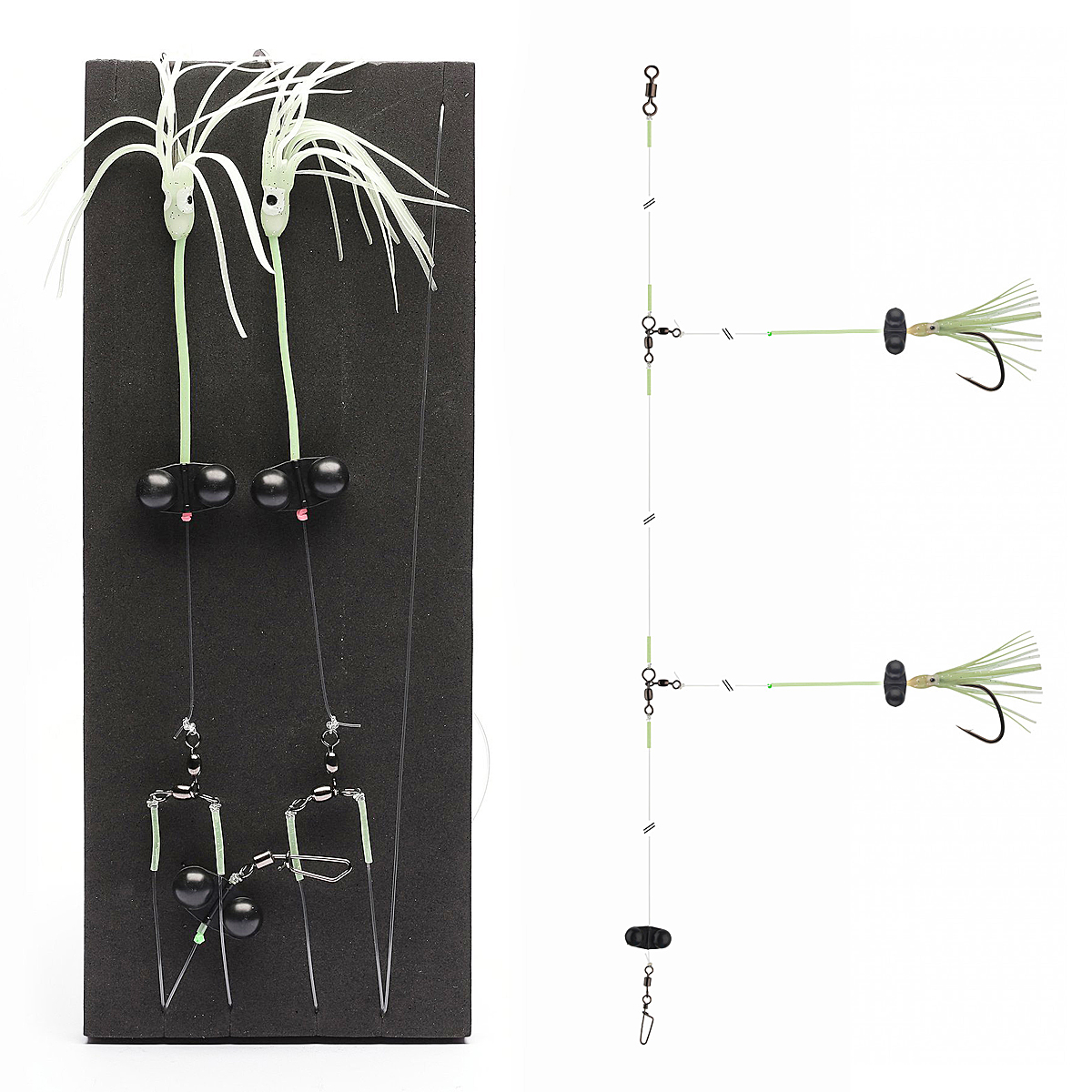 Оснастка Daiwa Grand Wave Wolffish Rig Rattlin 150cm 0.7/0.8mm #5/0 Lime Green