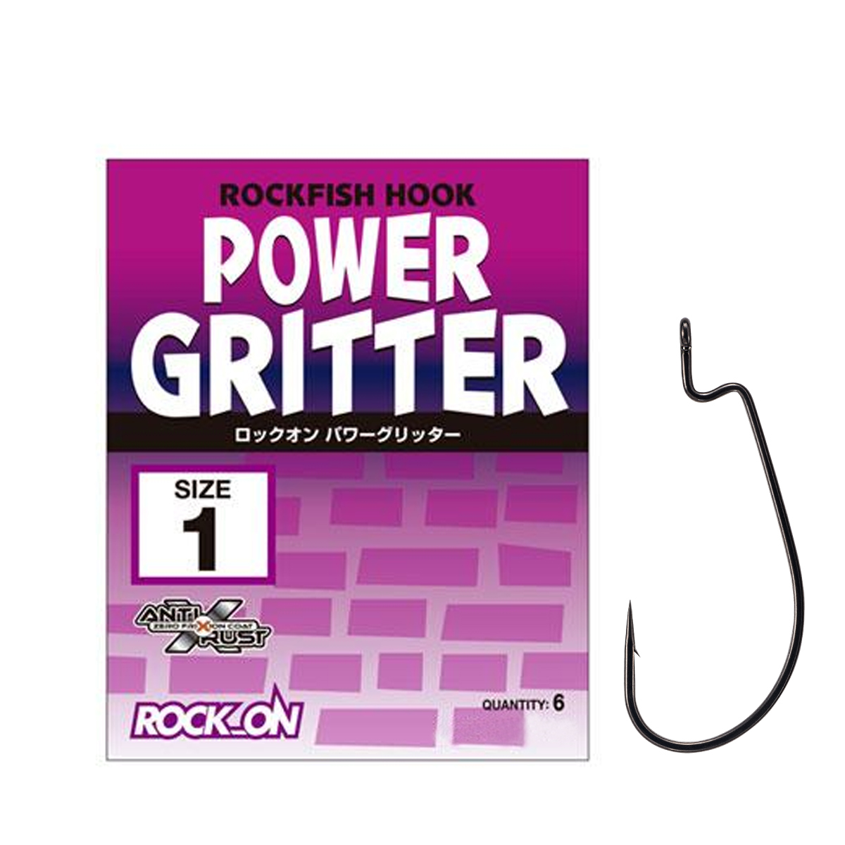 Крючок оффсетный Varivas Rock-On Power Gritter #1 6pcs