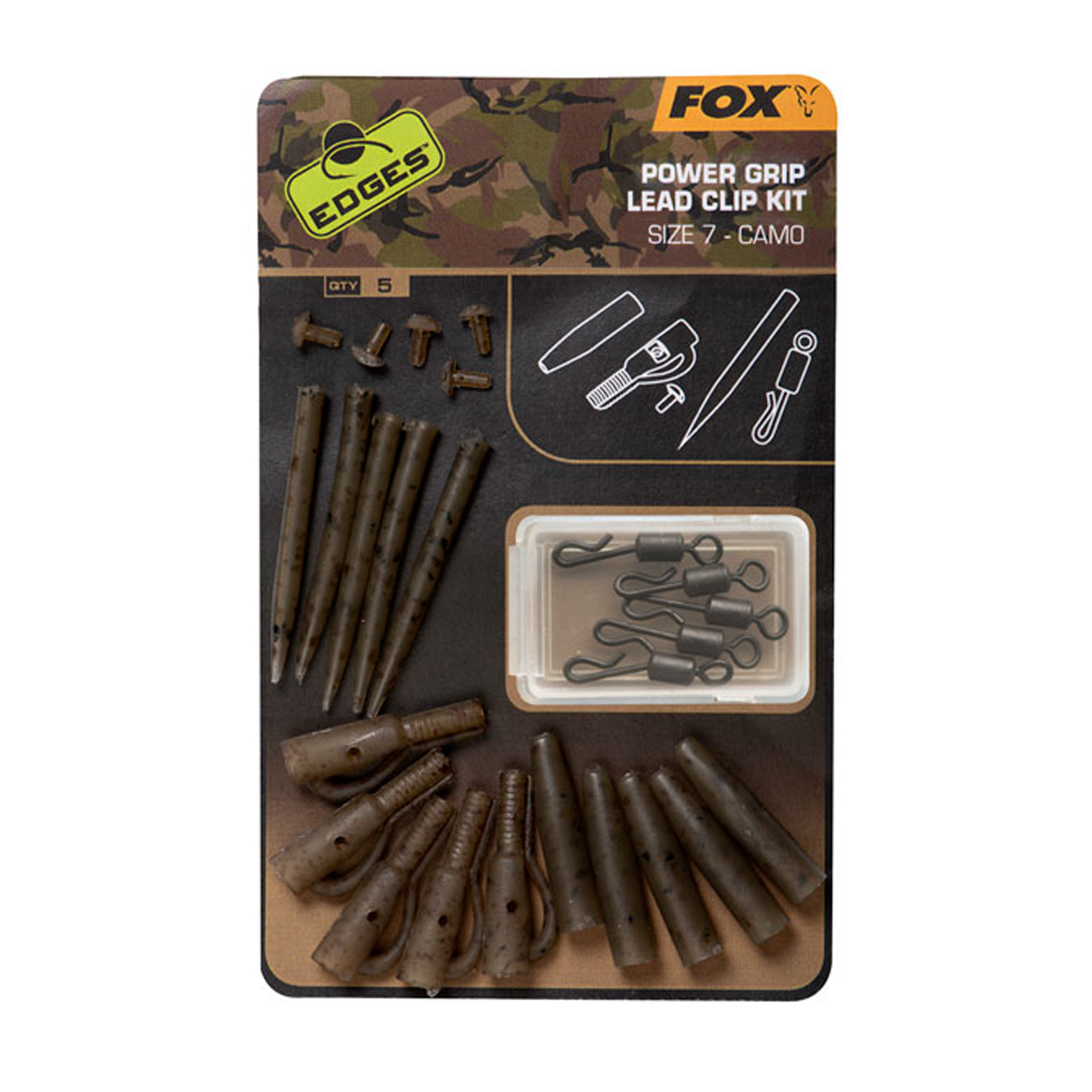 Набір безпечних кліпс Fox Edges Camo Power Grip Lead Clip Kit №7 5pcs