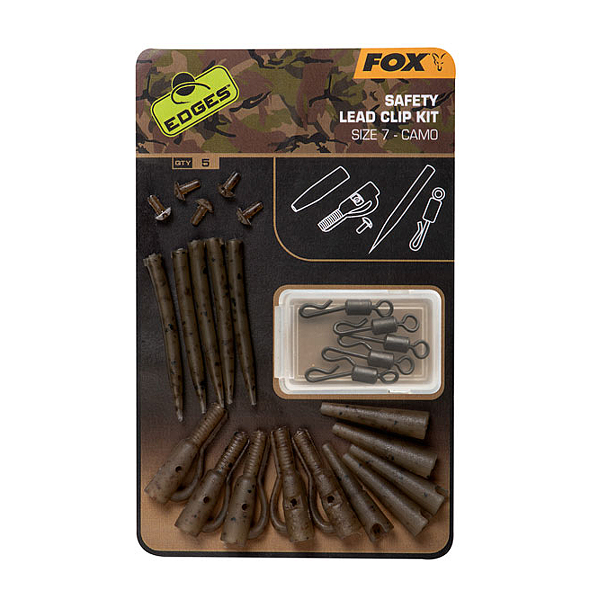 Набір безпечних кліпс Fox Edges Camo Safety Lead Clip Kit №7 5pcs