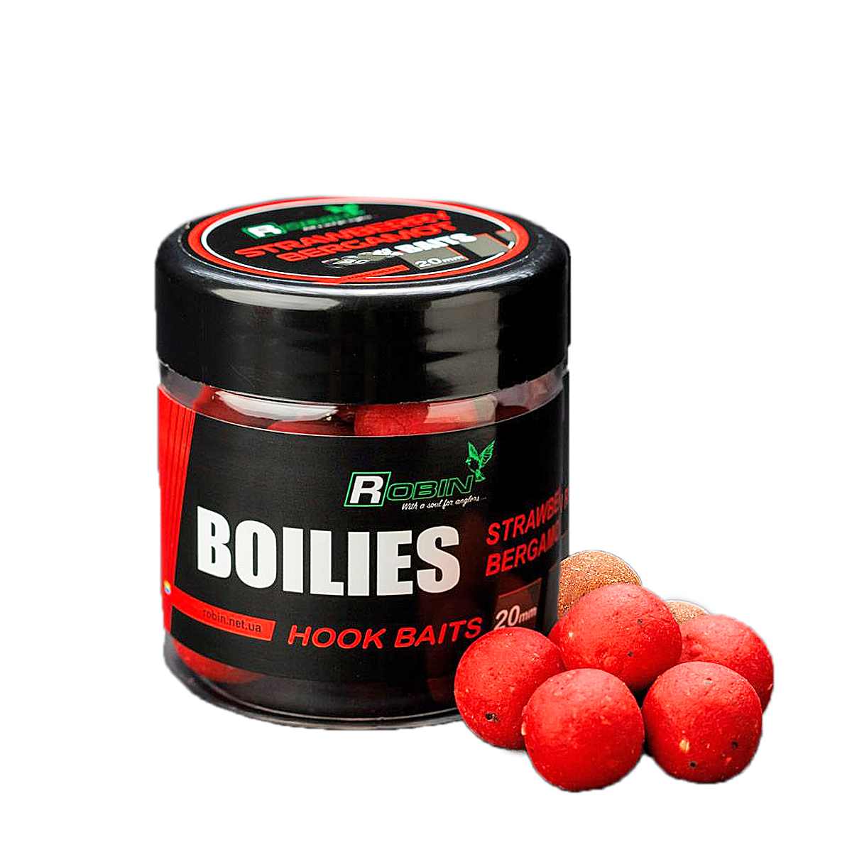 Бойлы вареные насадочные Robin Strawberry/Bergamot 20mm 0.1kg