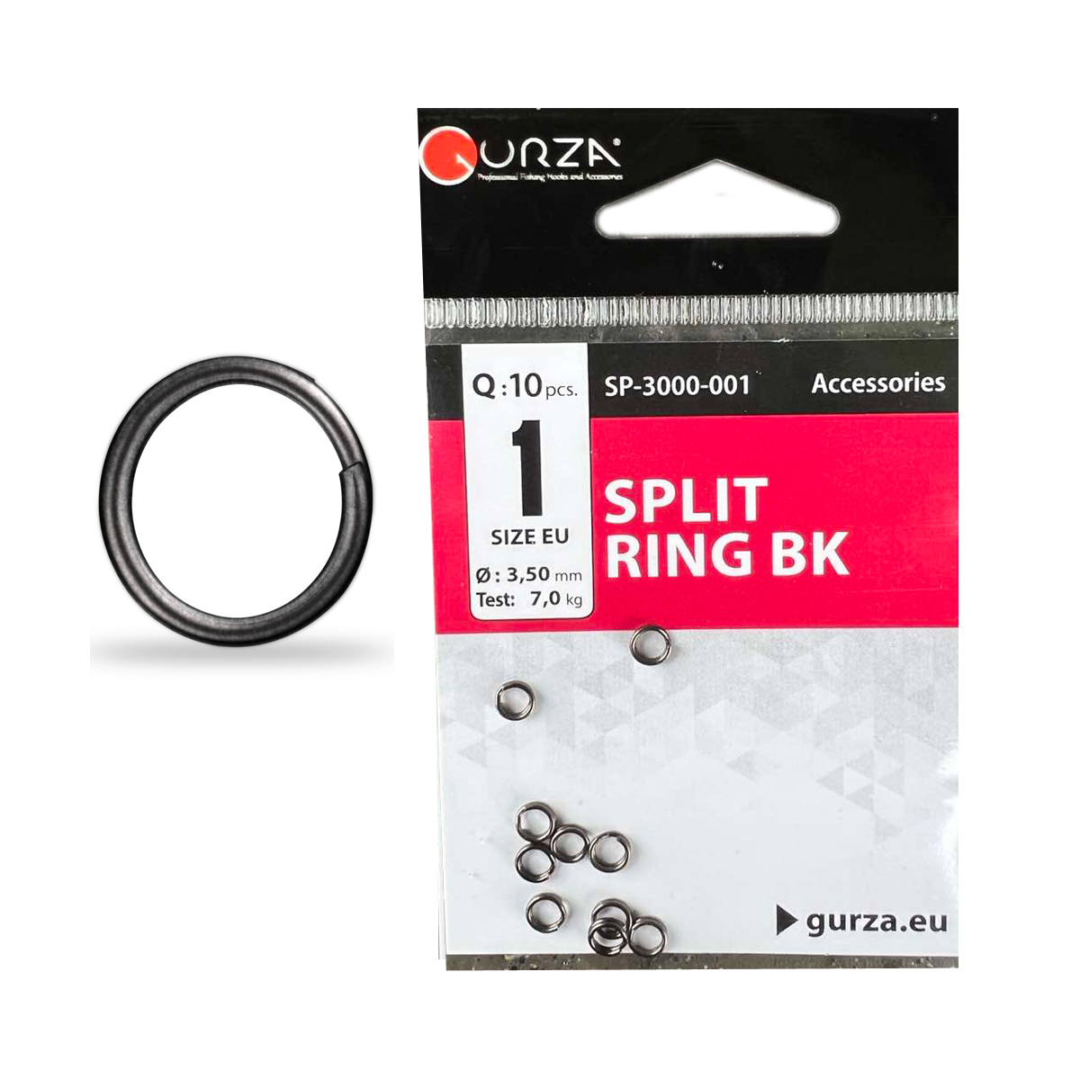 Кольцо заводное Gurza Split Ring BK #1 10pc