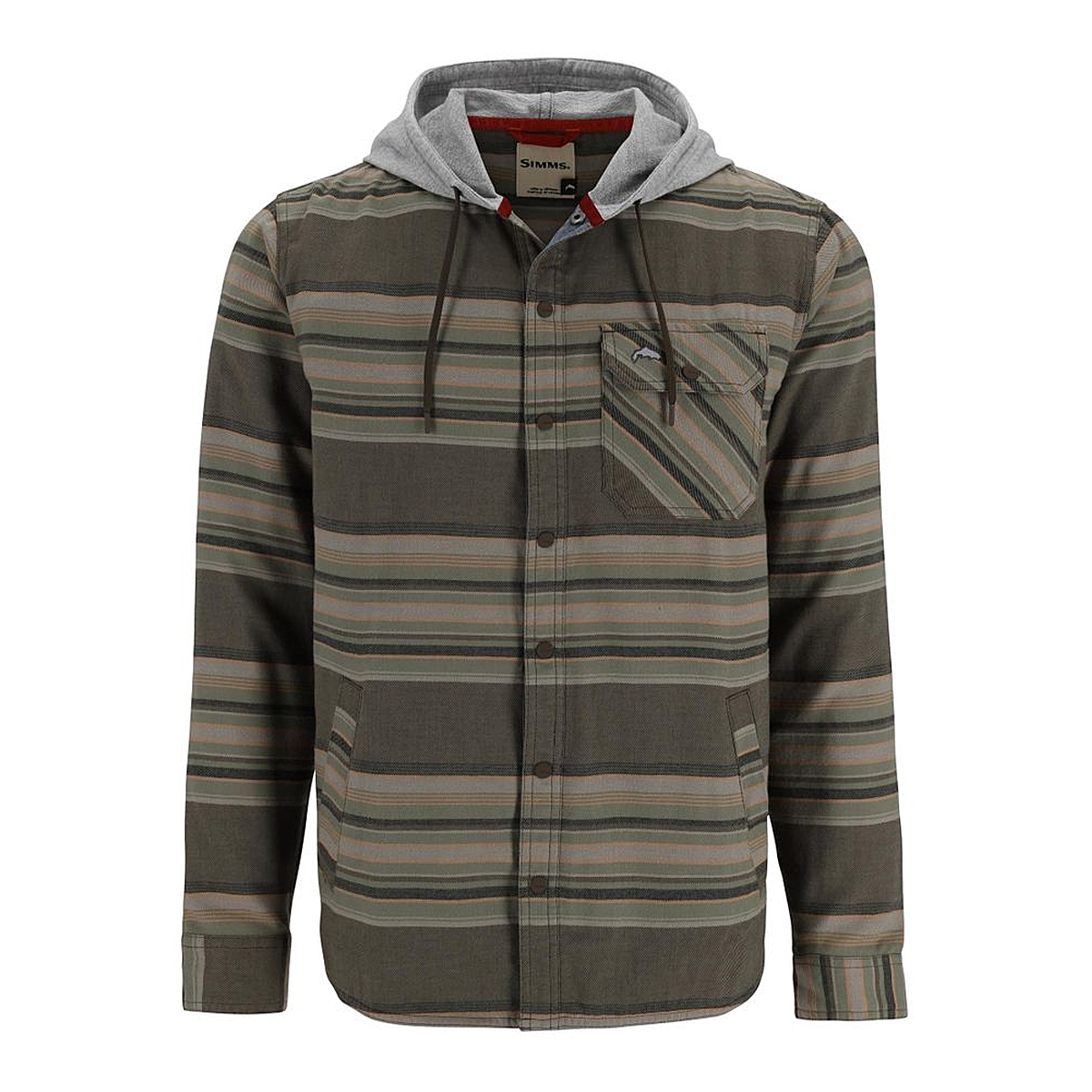 Рубашка Simms Santee Flannel Hoody  Hickory/Dolomite Blanket Stripe S