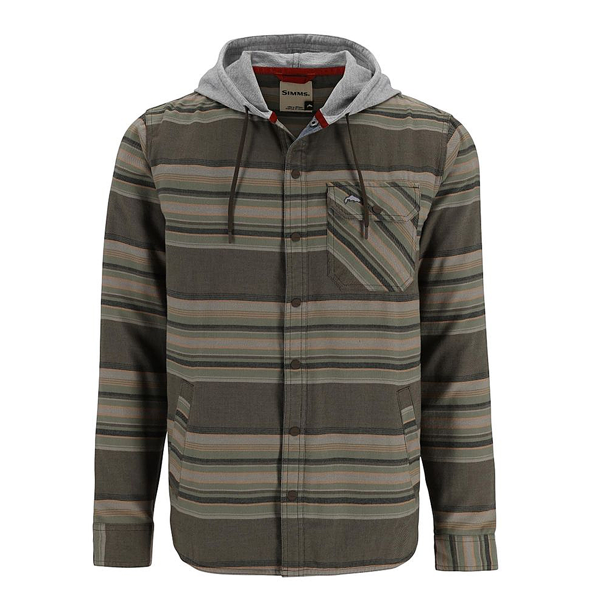 Сорочка Simms Santee Flannel Hoody  Hickory/Dolomite Blanket Stripe S фото 2