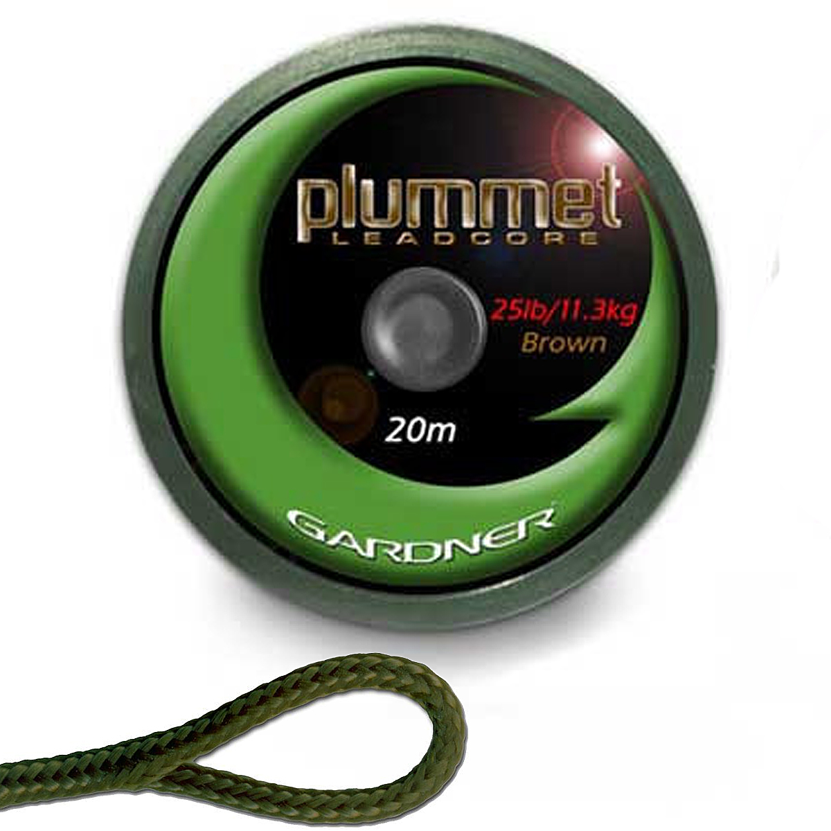 Лидкор Gardner Plummet Leadcore 25Ib 20m зелёный