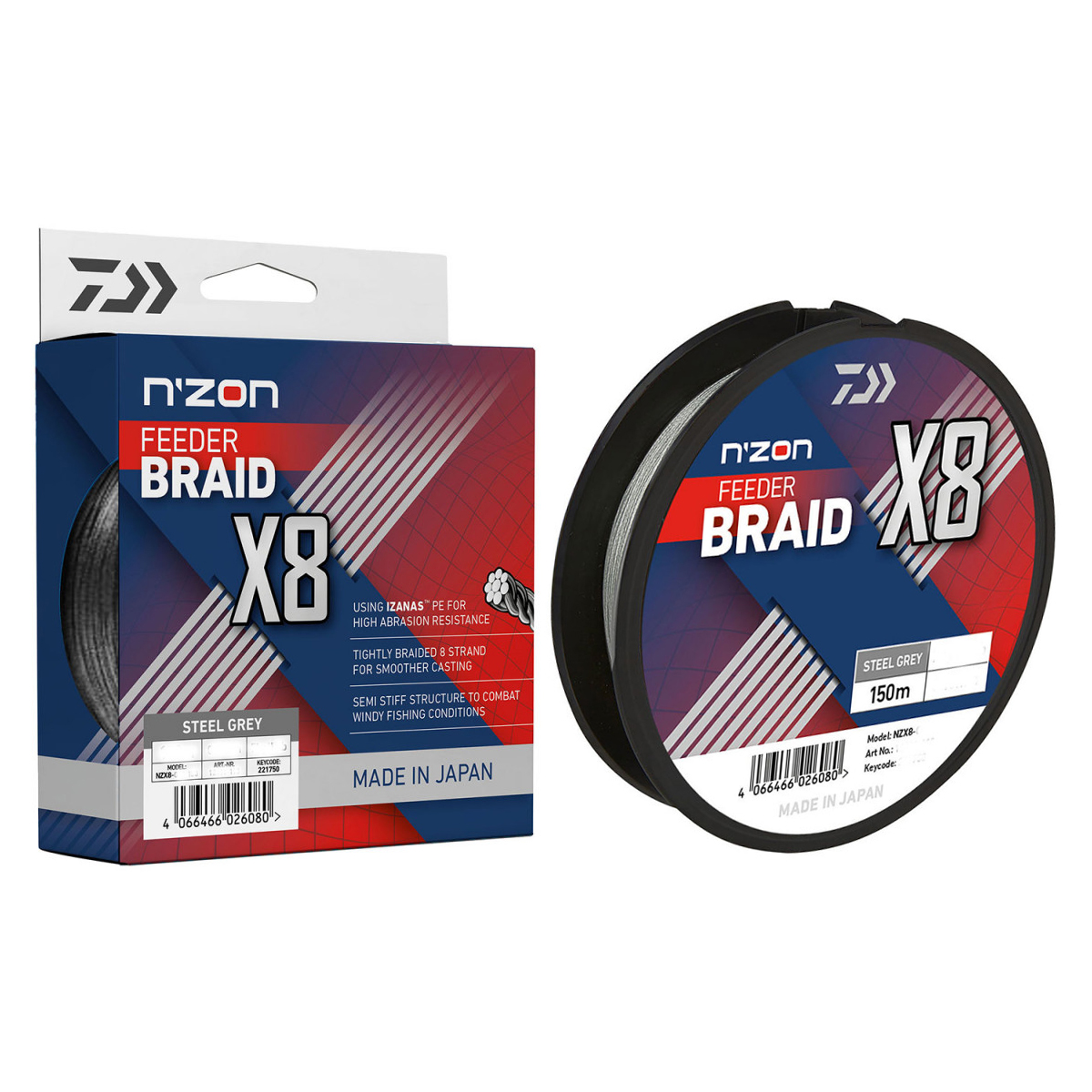 Шнур Daiwa N'Zon X8 Braid 150m Steel Grey 8.5kg 0.12mm