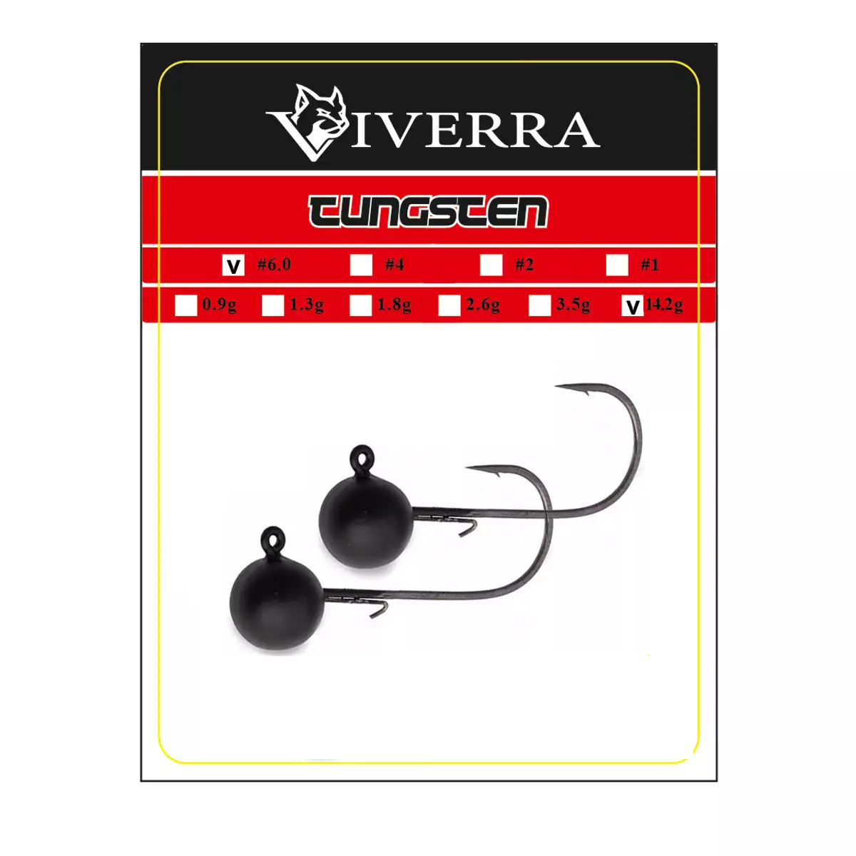 Джигголівка вольфрам Viverra 14,2g #6/0 Black (2шт)