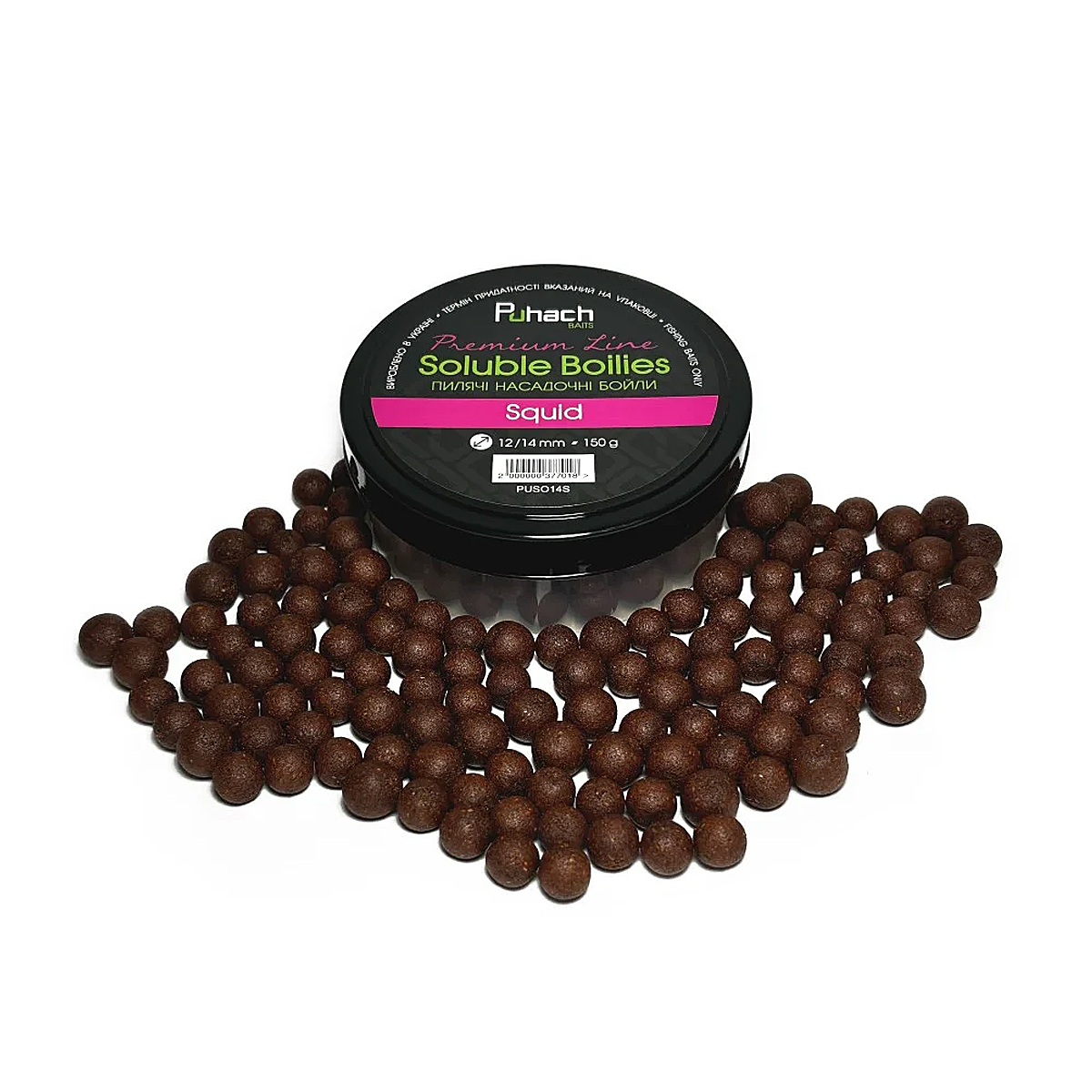 Бойли Puhach Premium Line Soluble Boilies 12/14mm Squid