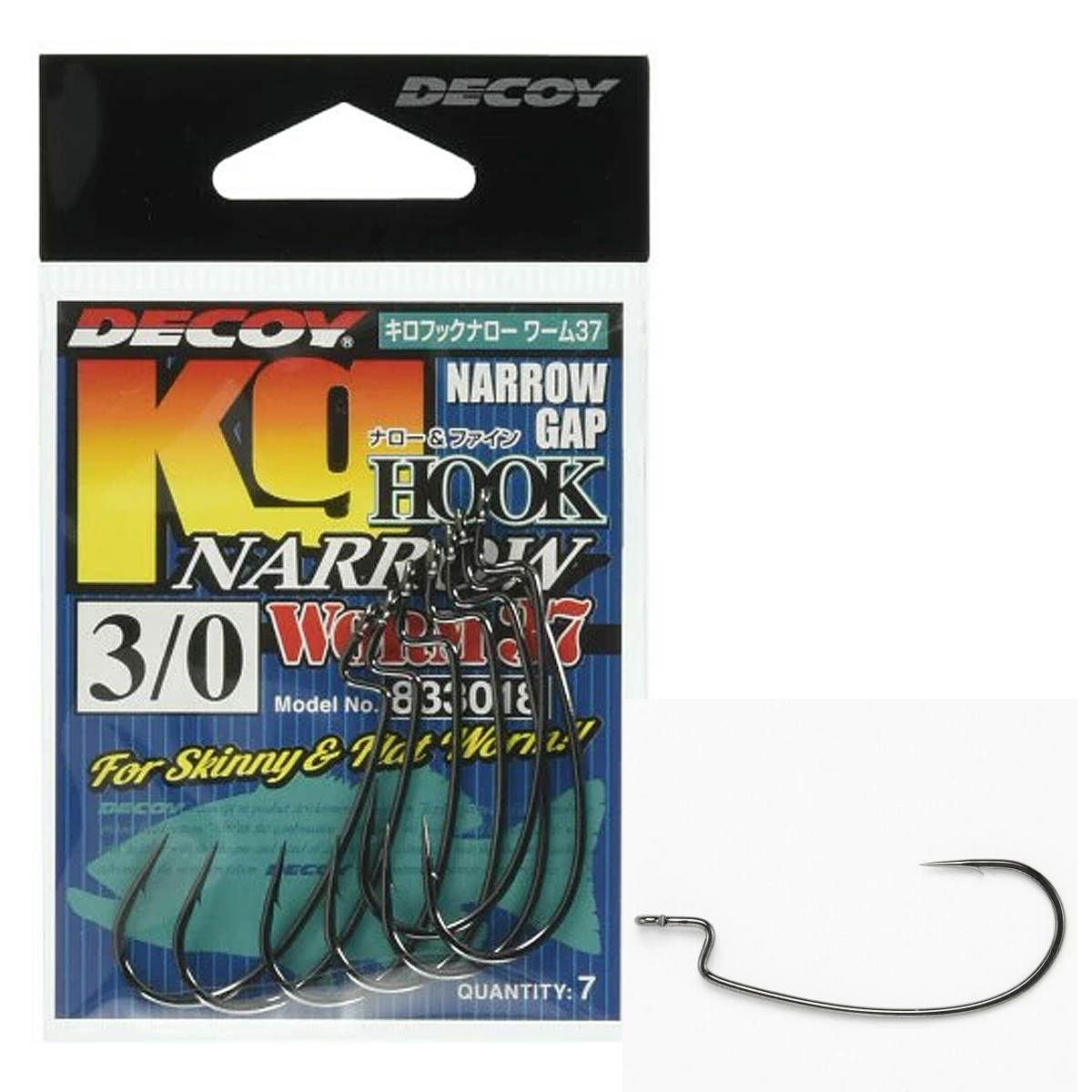 Гачок офсетний Decoy Narrow Worm 37 #3/0 7pcs