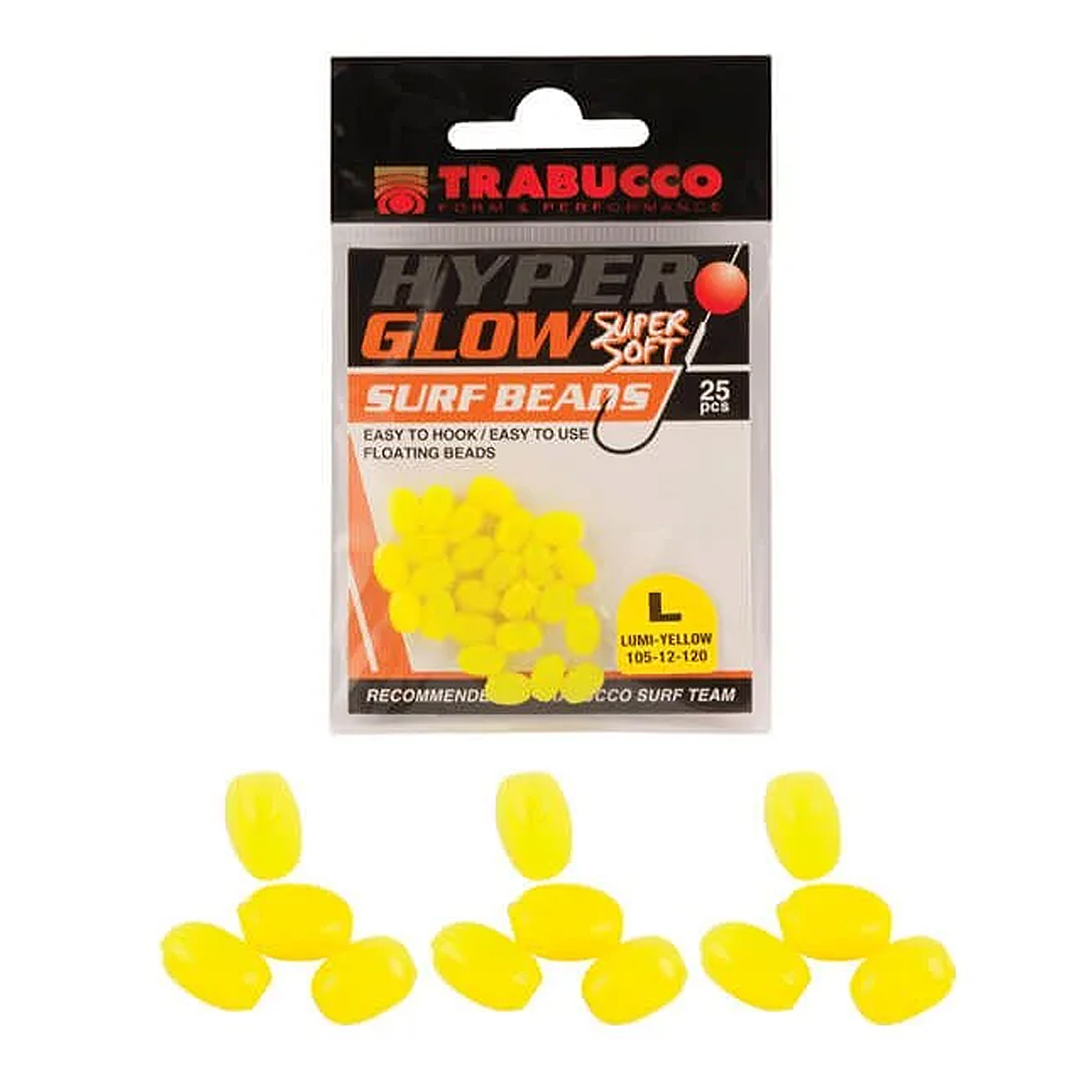 Стопор овальний Trabucco Hyper-Glow Surf Beads Lumi-Yellow L 25pc