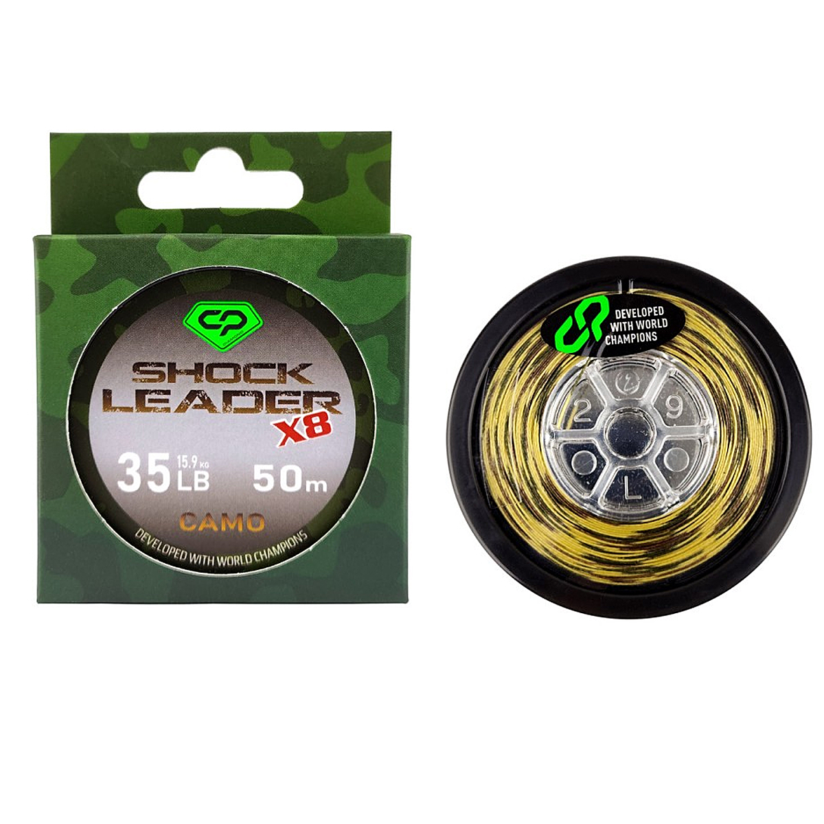 Шоклідер Carp Pro Diamond 8x плетений Camo 35lb 50m