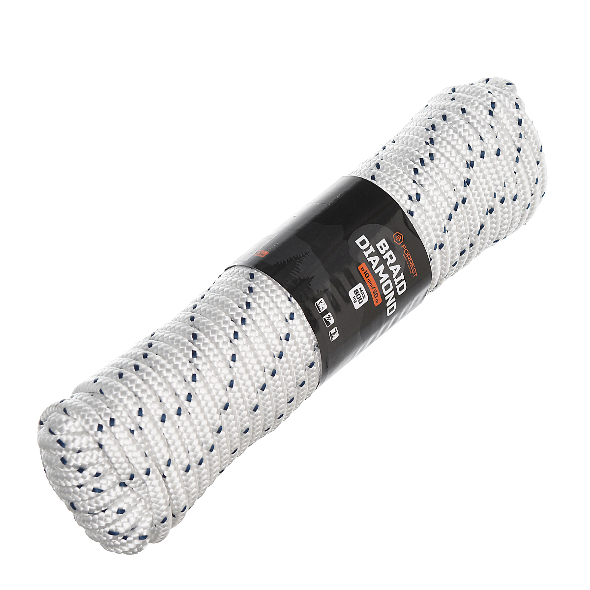 Парокорд Forrest Diamond Braid 10mm 30m 800kg White
