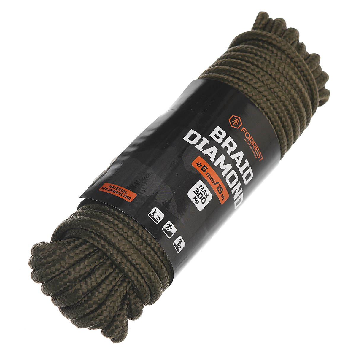 Парокорд Forrest Diamond Braid 6mm 15m 300kg Olive