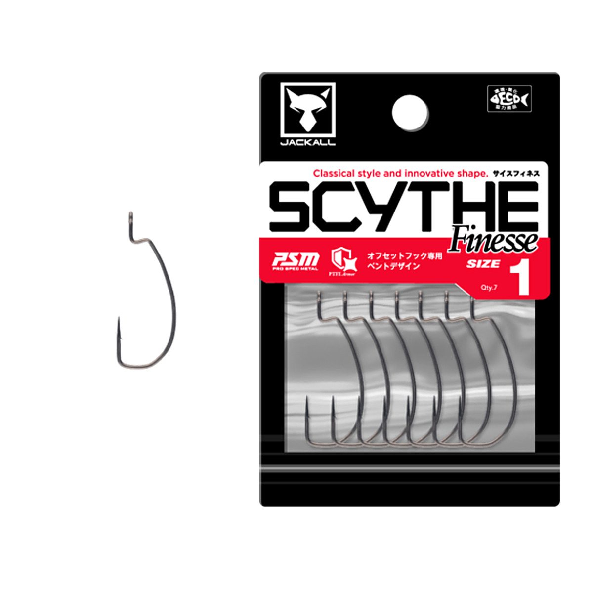 Крючок оффсетный Jackall Scythe Finesse #1 7pcs
