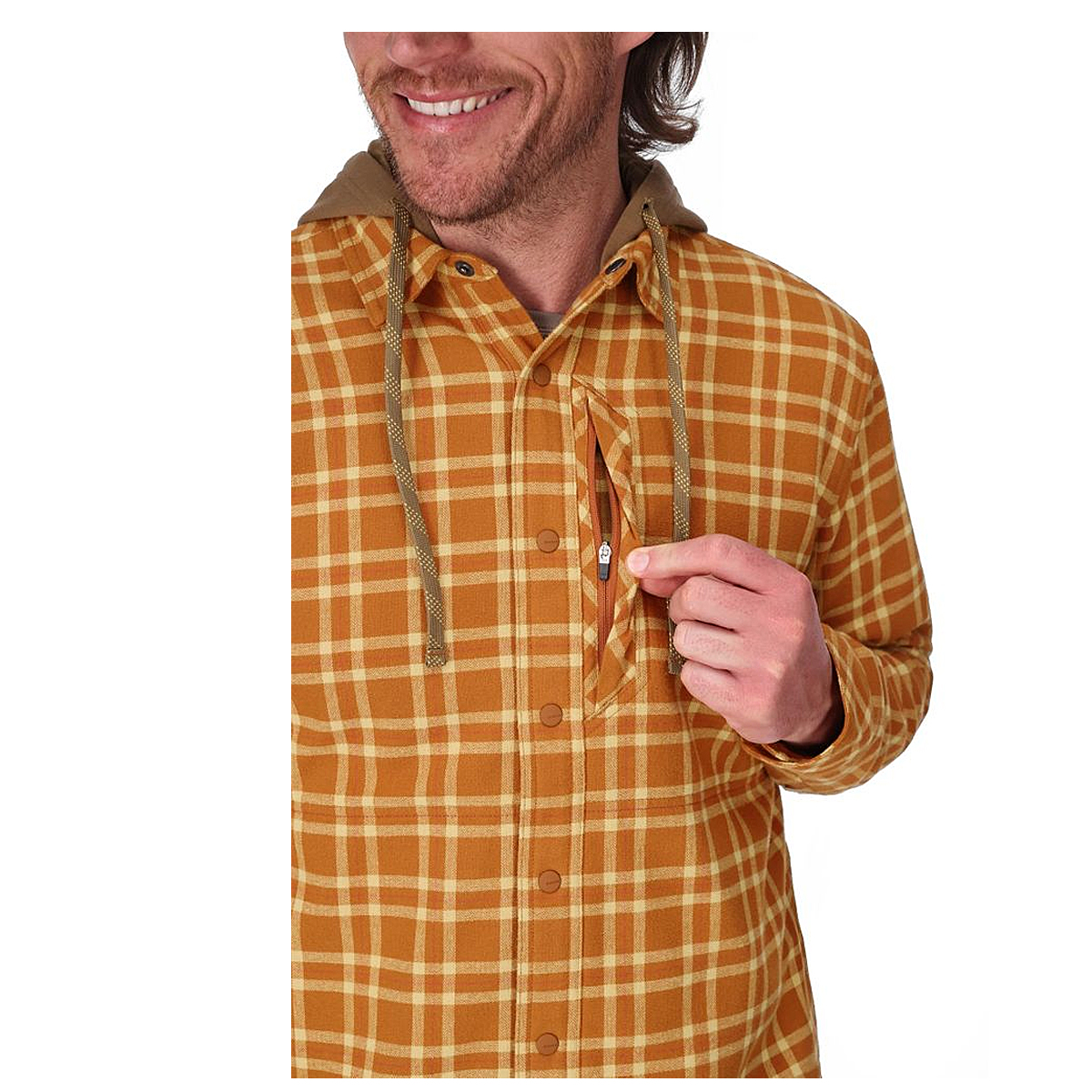 Сорочка Simms Coldweather Hooded Shacket Wakemup Plaid: Cork L фото 5
