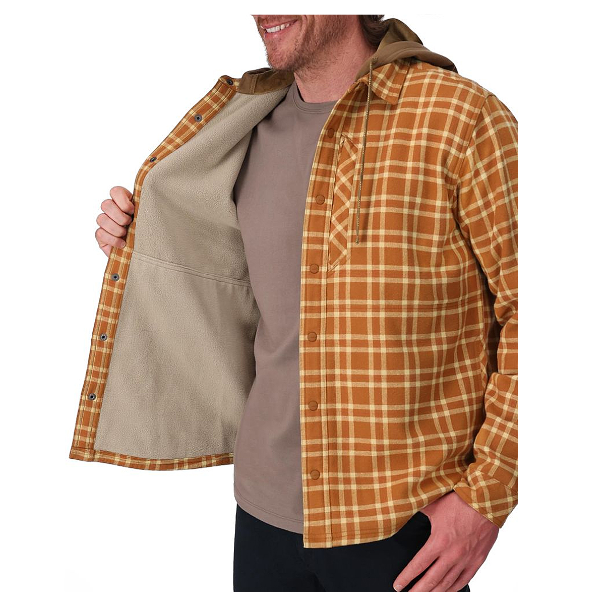 Сорочка Simms Coldweather Hooded Shacket Wakemup Plaid: Cork L фото 6