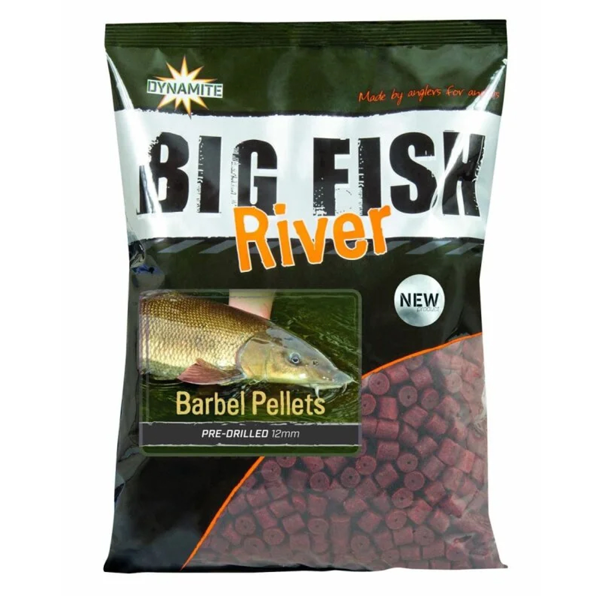 Пелетс Dynamite Baits Big Fish River Barbel Pre-Drilled 12mm 1.8kg