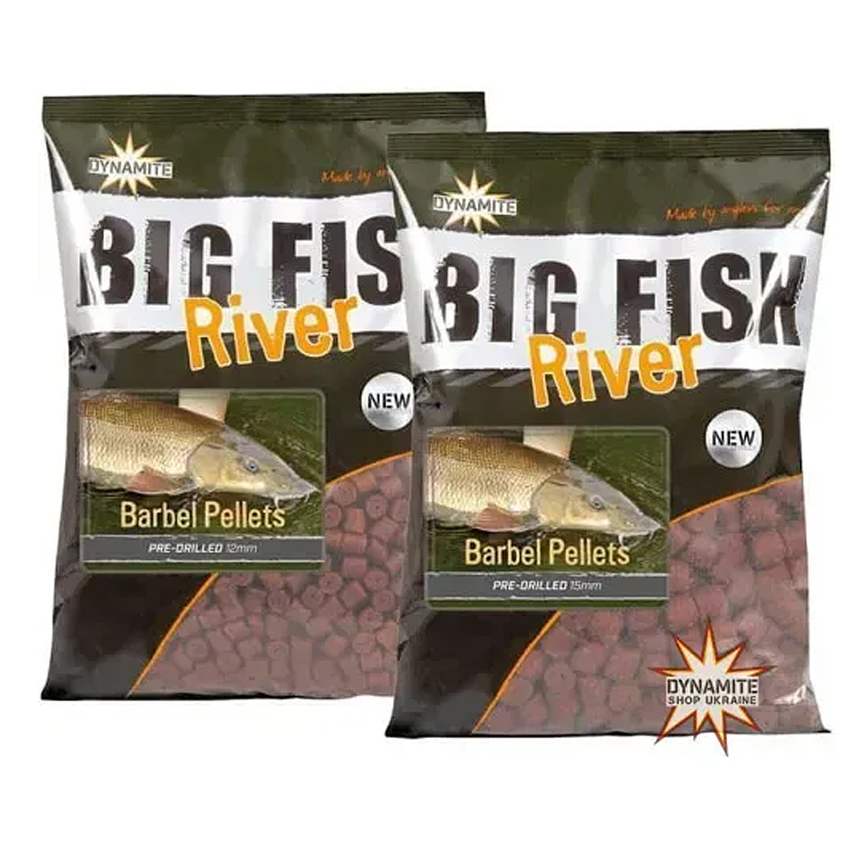 Пеллетс Dynamite Baits Big Fish River Barbel Pre-Drilled 15mm 1.8kg