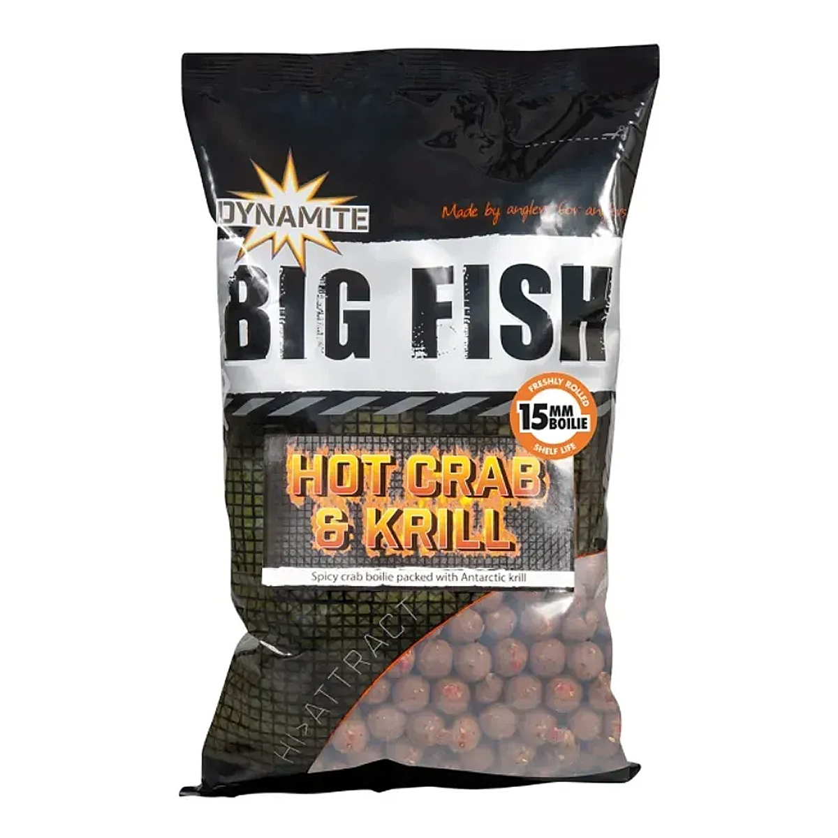 Бойлы Dynamite Baits Hot Crab & Krill 15mm Boilie 1.8kg