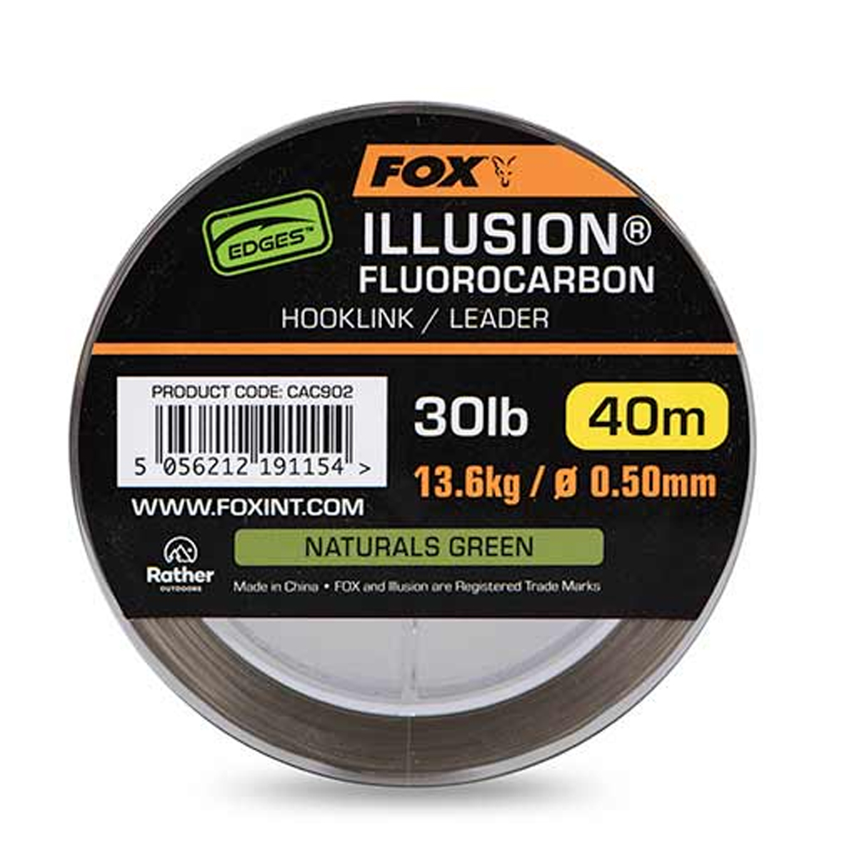 Повідцевий матеріал Fox Edges Illusion Soft Fluorocarbon Hooklink 40m 13.6kg/30lb Naturals Green