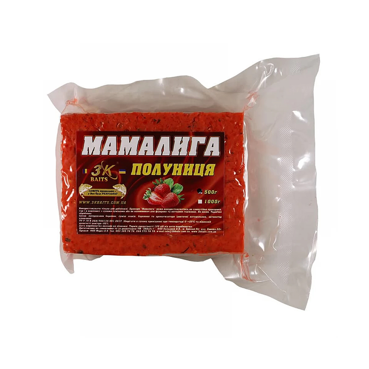 Прикормка 3KBaits Мамалыга клубника 0.5kg
