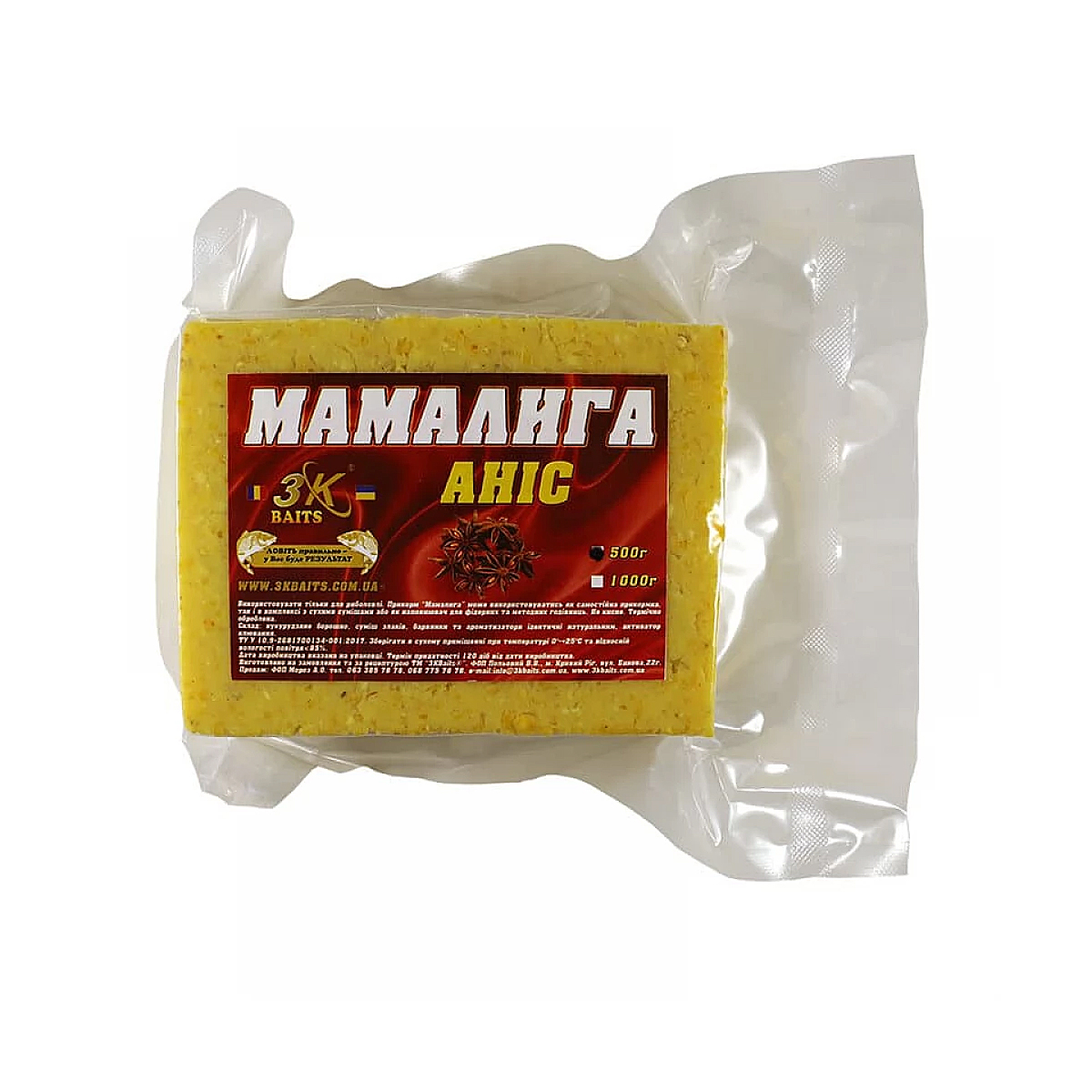 Прикормка 3KBaits Мамалыга анис 0.5kg