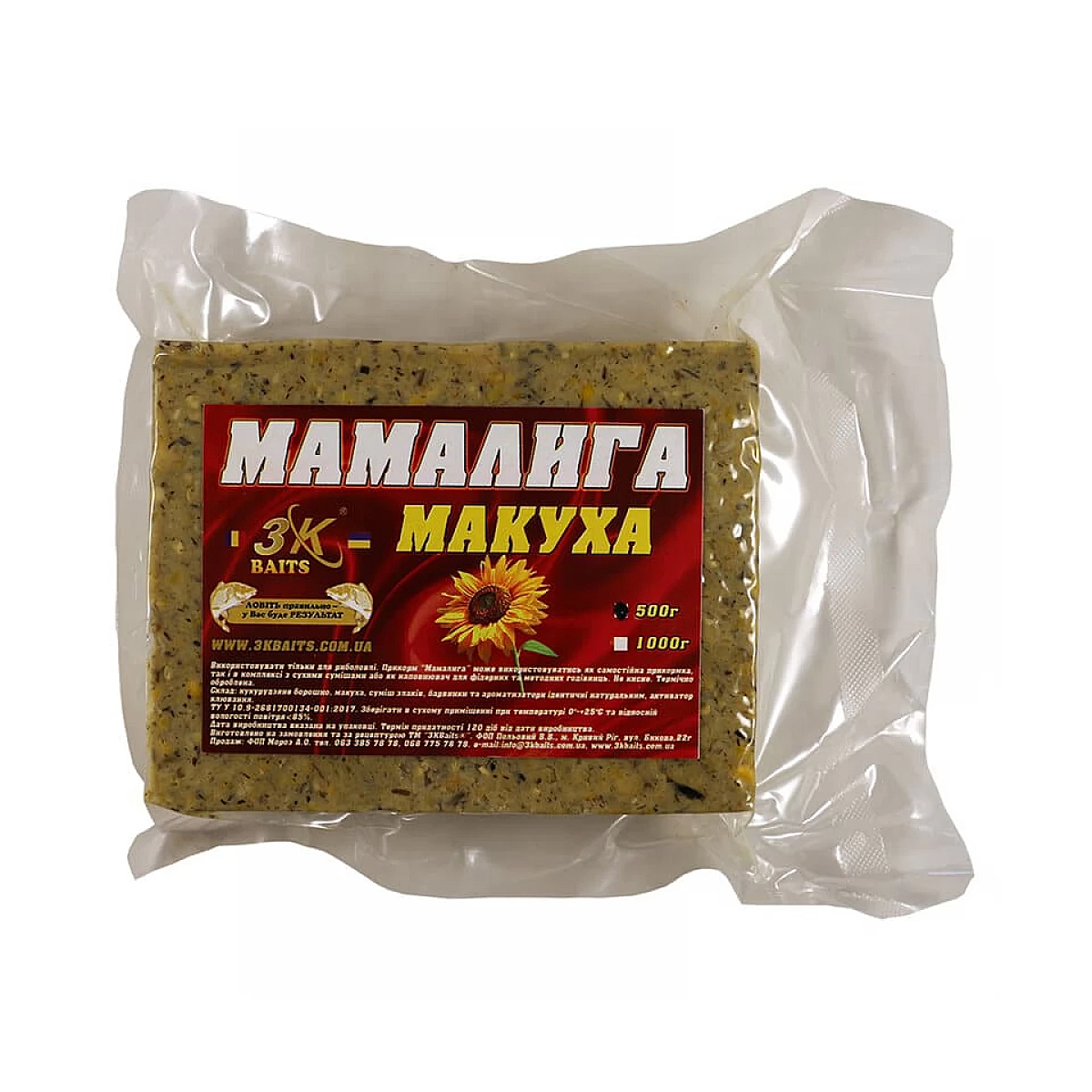 Прикормка 3KBaits Мамалыга макуха 0.5kg