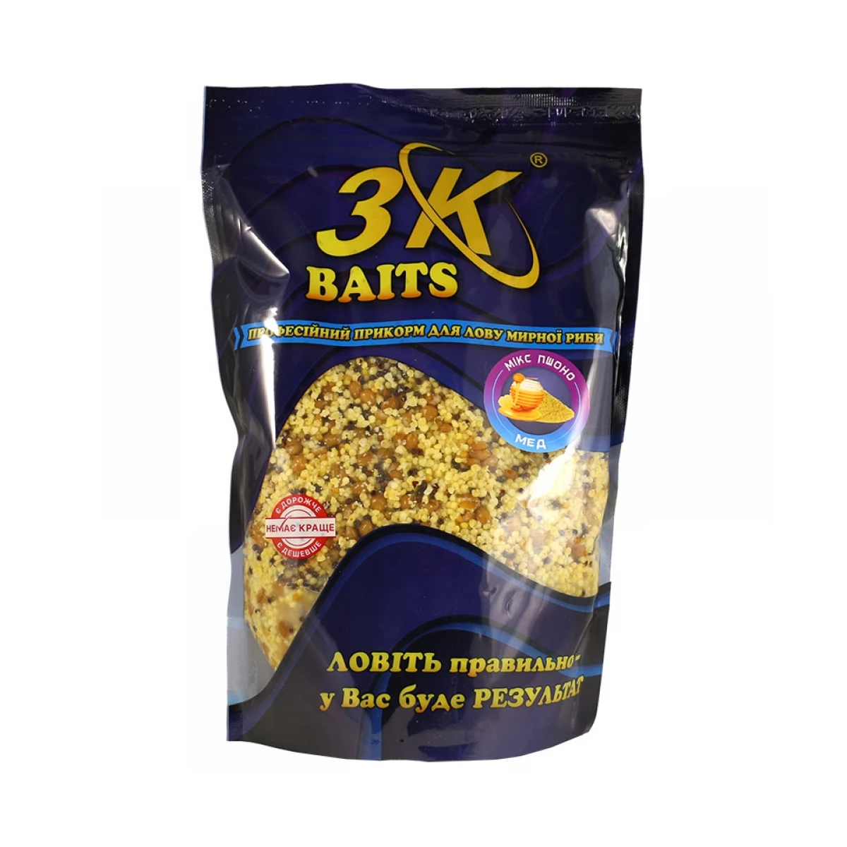 Прикормка 3KBaits Зерновой микс пшено мед 1kg
