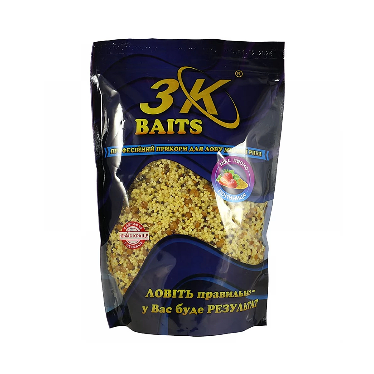 Прикормка 3KBaits Зерновой микс пшено клубника 1kg