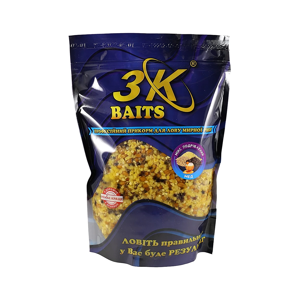 Прикормка 3KBaits Зерновой микс дробленый мед 1kg