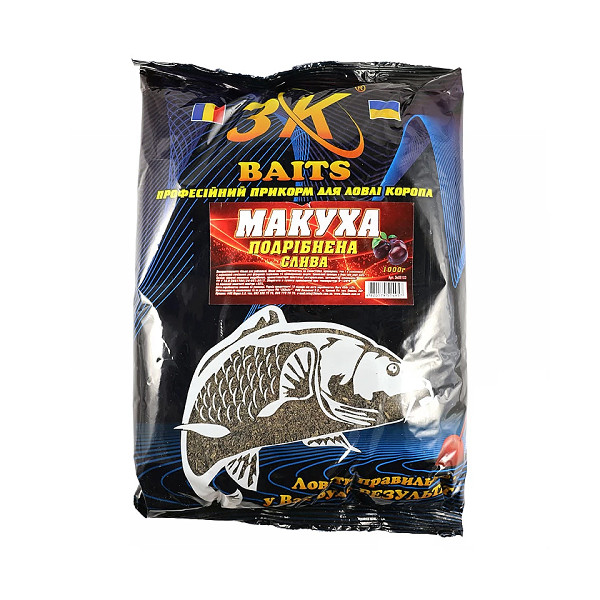 Макуха 3KBaits жареная измельченная слива 1kg