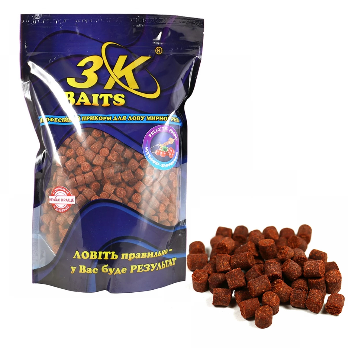 Пелетс 3KBaits Amino кальмар-журавлина 8mm 0.8kg