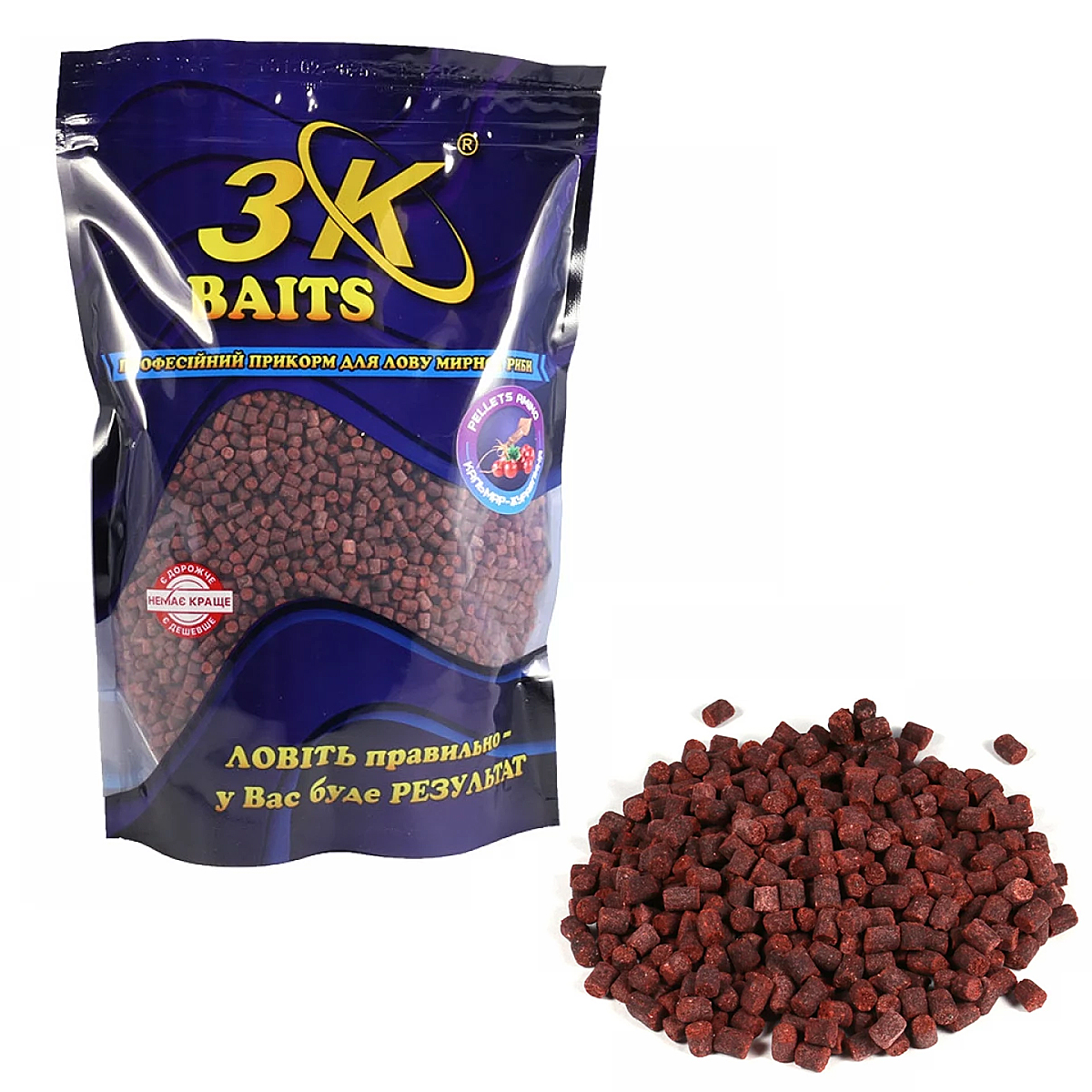 Пелетс 3KBaits Amino кальмар-журавлина 6mm 0.8kg фото 3