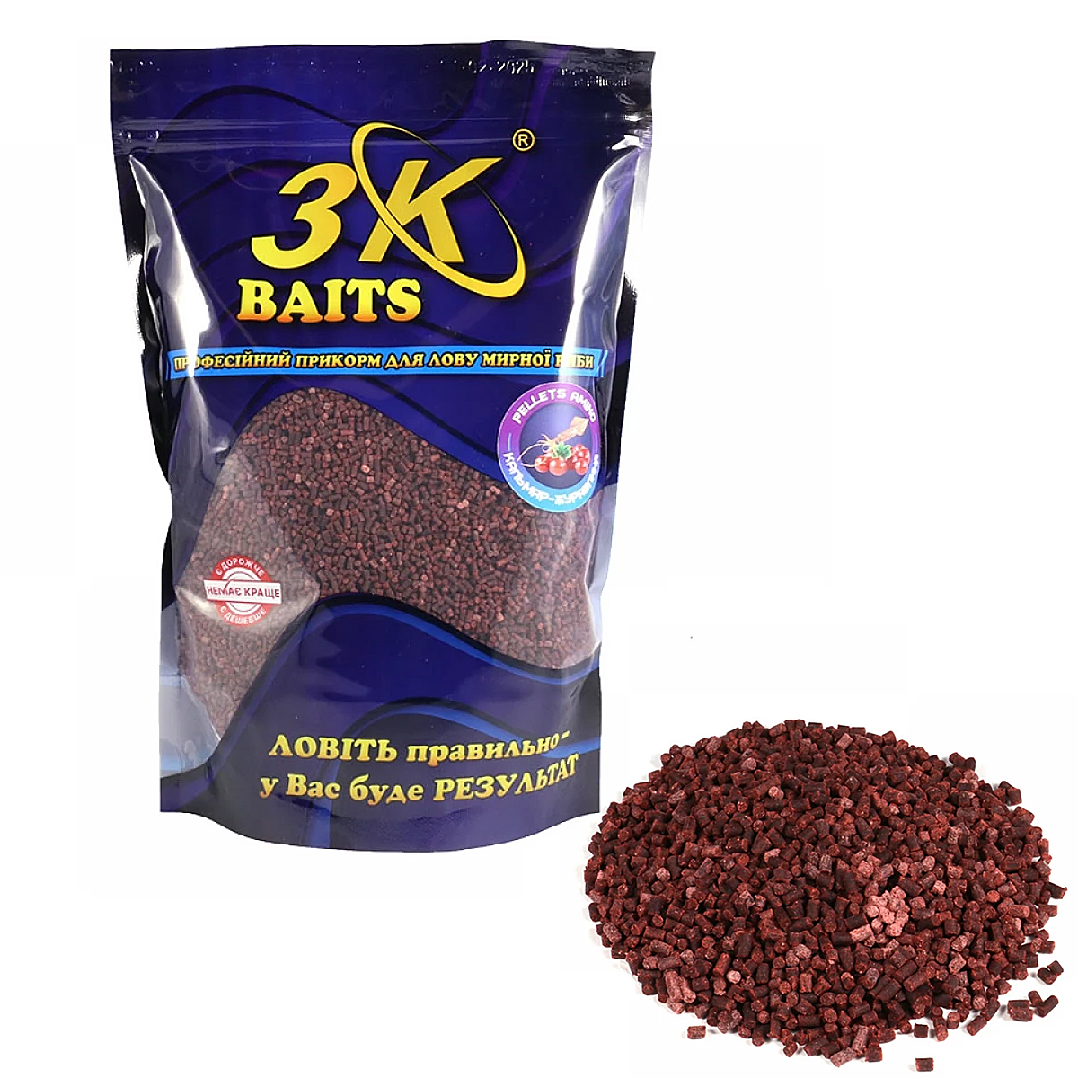 Пеллетс 3KBaits Amino кальмар-клюква 4mm 0.8kg фото 2