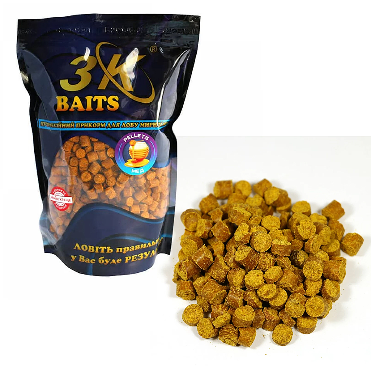 Пеллетс 3KBaits Мед 4mm 0.8kg фото 6
