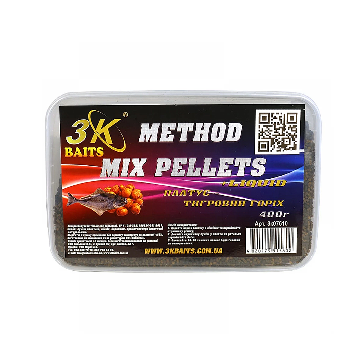 Прикормка 3KBaits Method mix рак 0.4kg