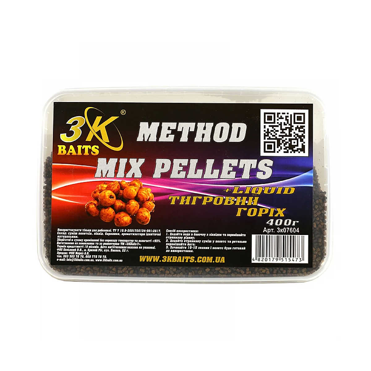 Прикормка 3KBaits Method mix тигровый орех 0.4kg