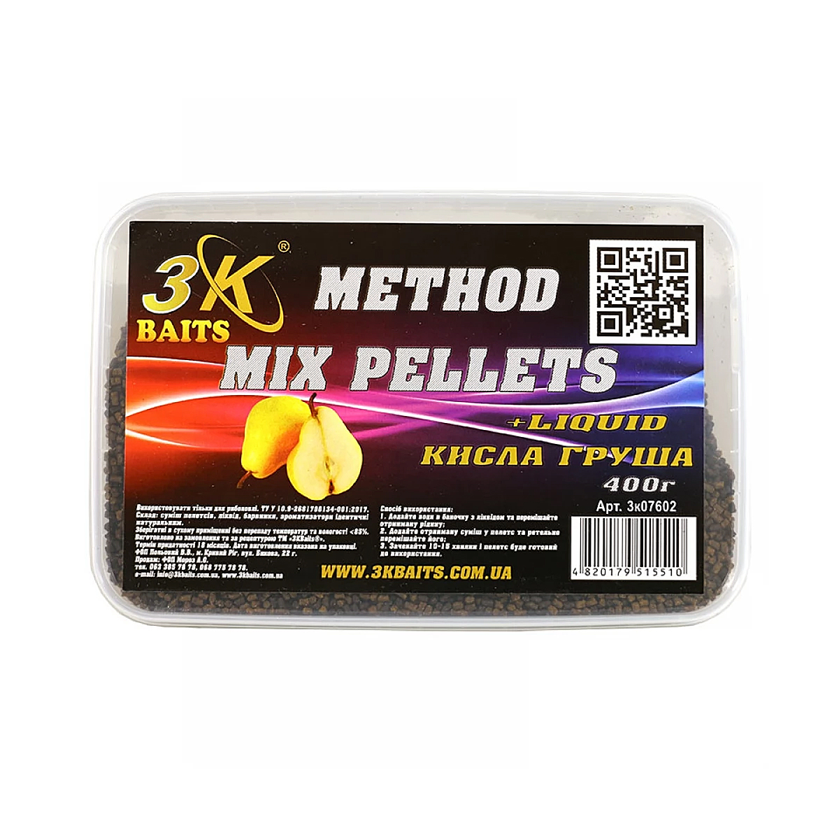 Прикормка 3KBaits Method mix кислая груша 0.4kg