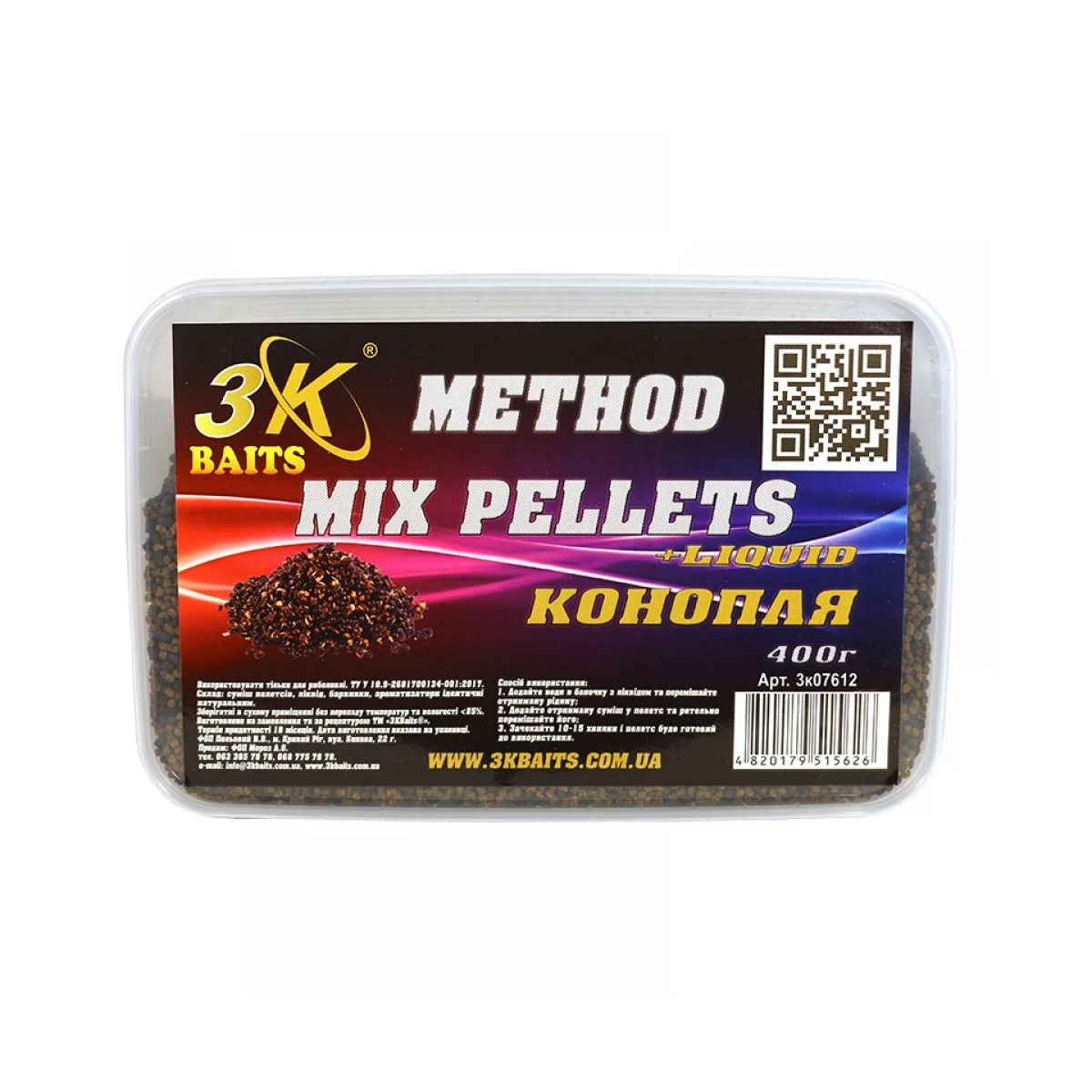 Прикормка 3KBaits Method mix конопля 0.4kg
