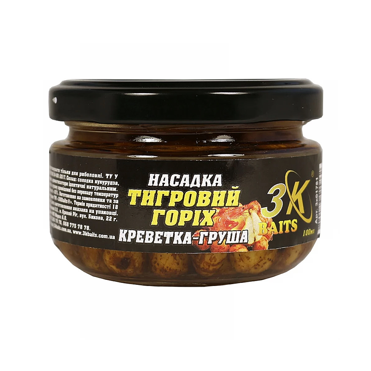 Насадка 3KBaits Тигровий горіх Premium креветка-груша 100ml