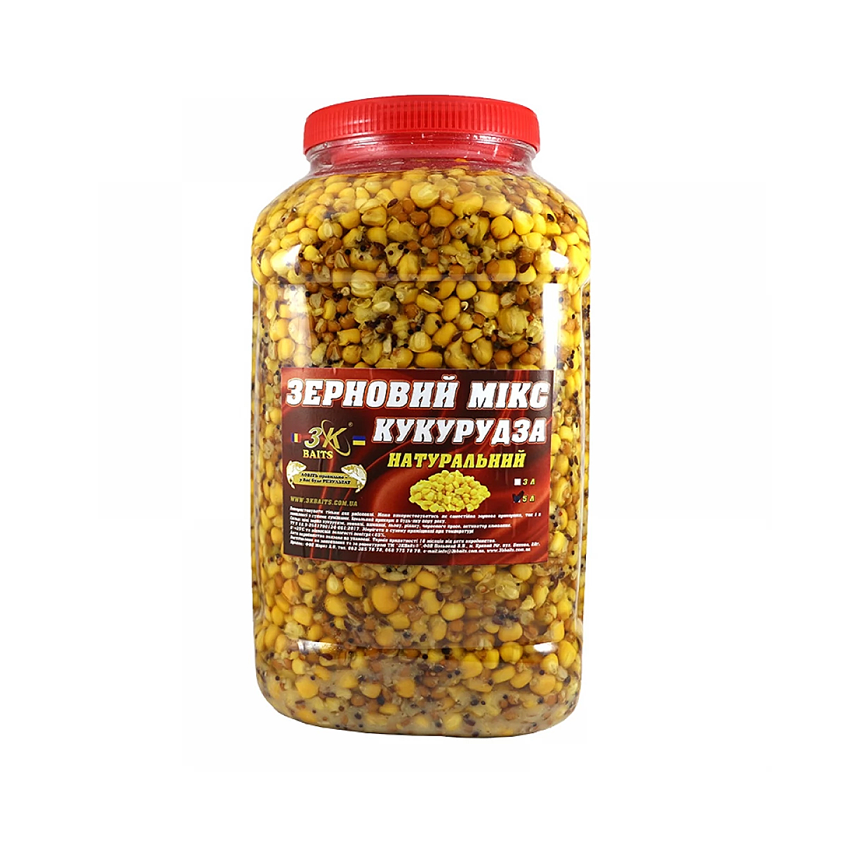 Прикормка 3KBaits Зерновой микс кукуруза натуральный 5L