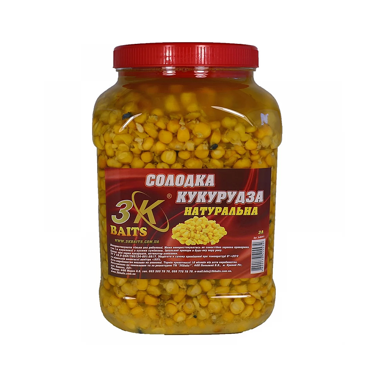Прикормка 3KBaits Сладкая кукуруза натуральная 3L