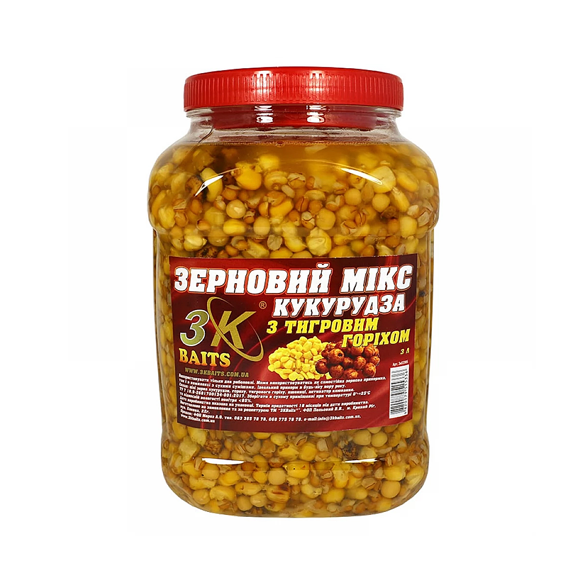 Прикормка 3KBaits Зерновой микс кукуруза тигровый орех 3L
