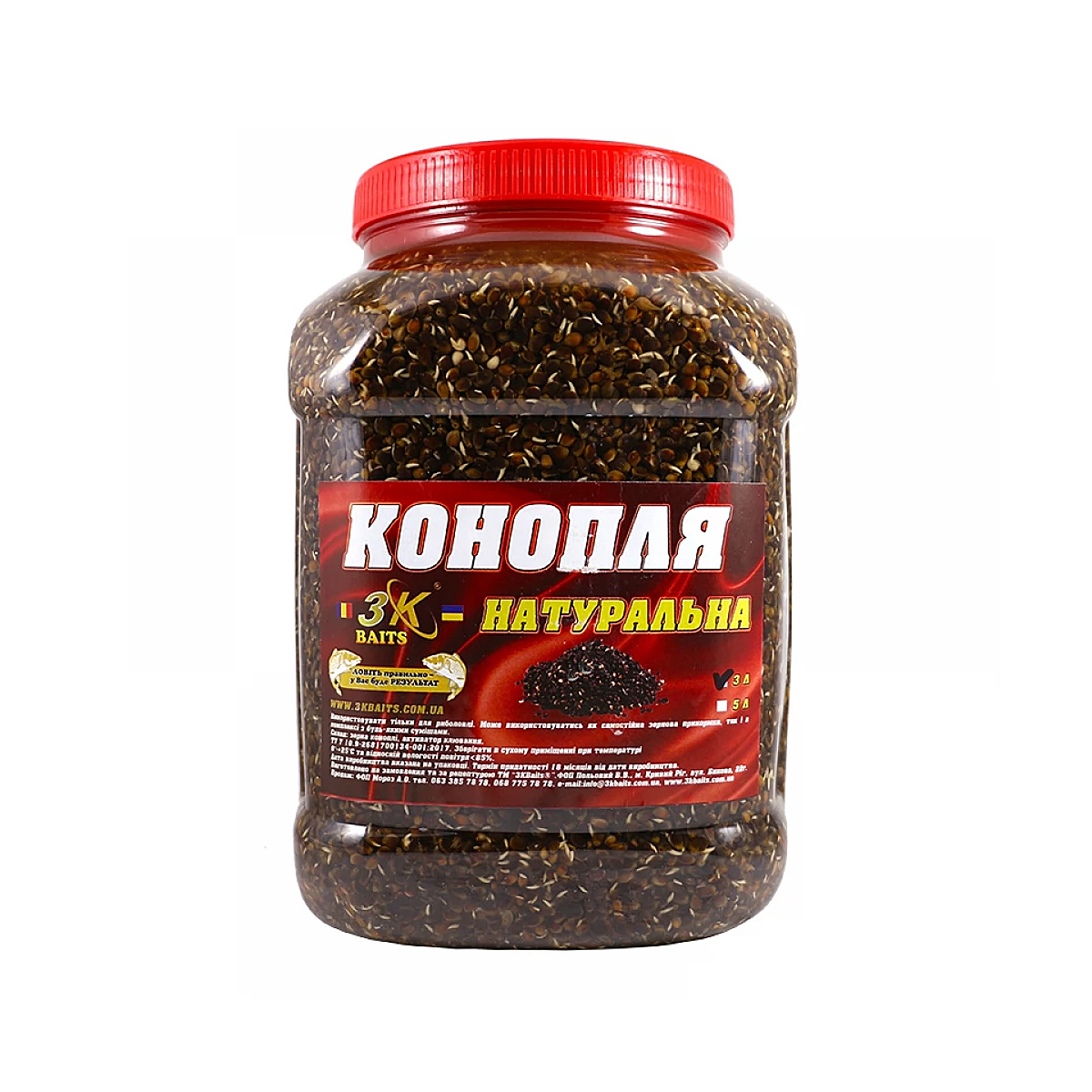 Прикормка 3KBaits Конопля натуральная 3L