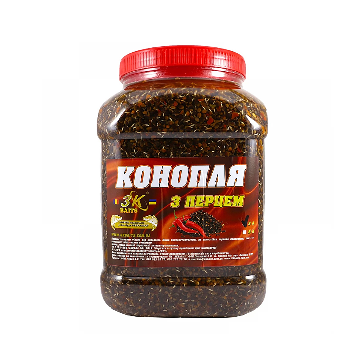 Прикормка 3KBaits Конопля с перцем 3L