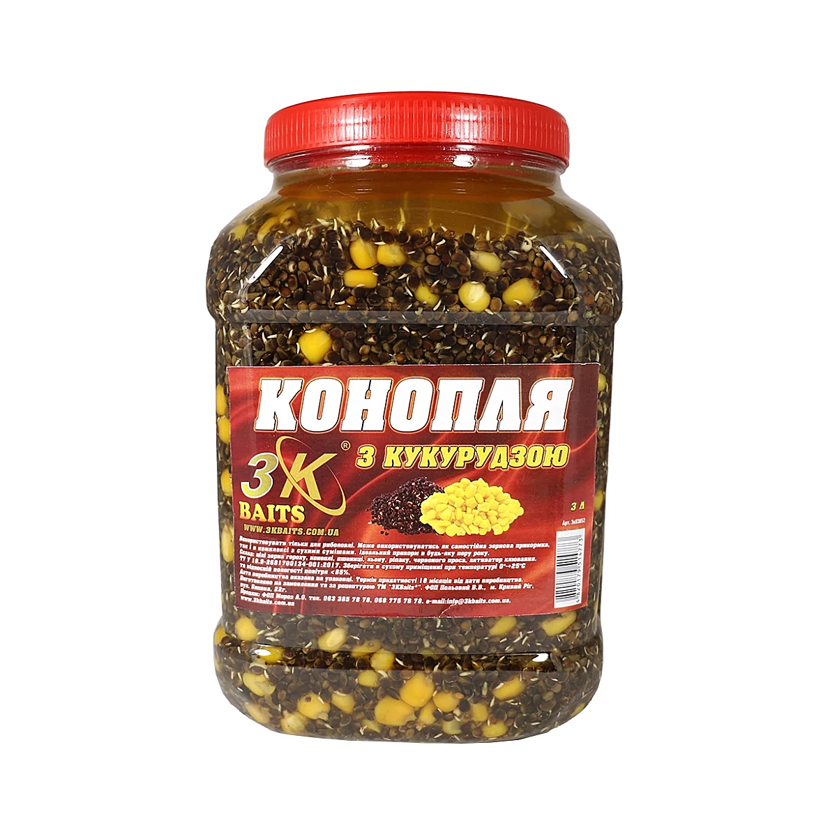Прикормка 3KBaits Конопля с куккурузой 70/30 3L